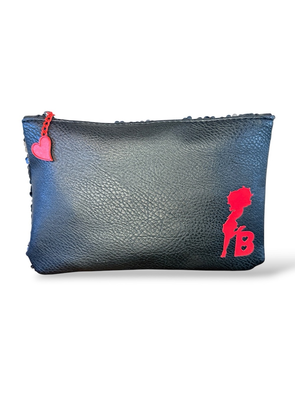 IPSY x Betty Boop Sequin Cosmetic Bag Clutch Limited Edition Black and Red